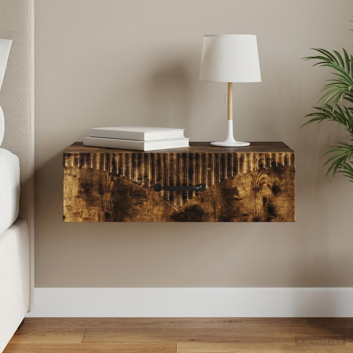 vidaXL Wall-Mounted Side Table Smoked Oak 59 x 34.5 x 17 cm