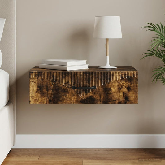vidaXL Wall-Mounted Side Table Smoked Oak 59 x 34.5 x 17 cm