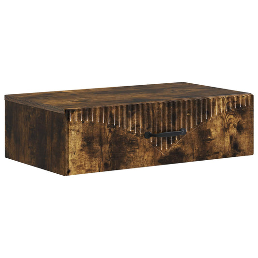 vidaXL Wall-Mounted Side Table Smoked Oak 59 x 34.5 x 17 cm