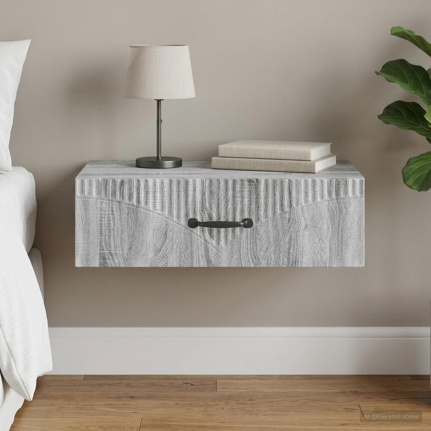 vidaXL Wall-Mounted Side Table Grey Sonoma 59 x 34.5 x 17 cm
