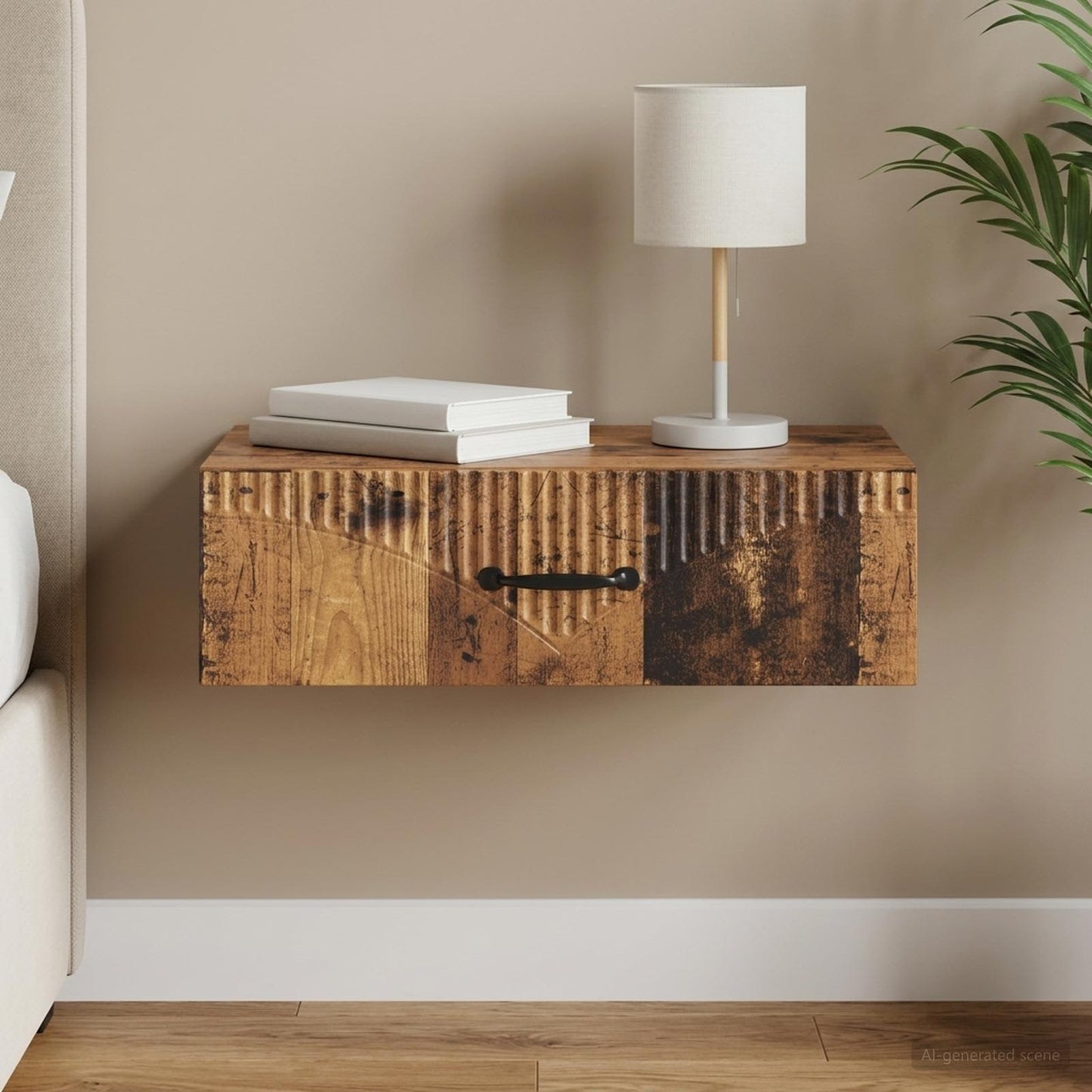 vidaXL Wall-Mounted Side Table Wall-mounted Old Wood 59 x 34.5 x 17 cm