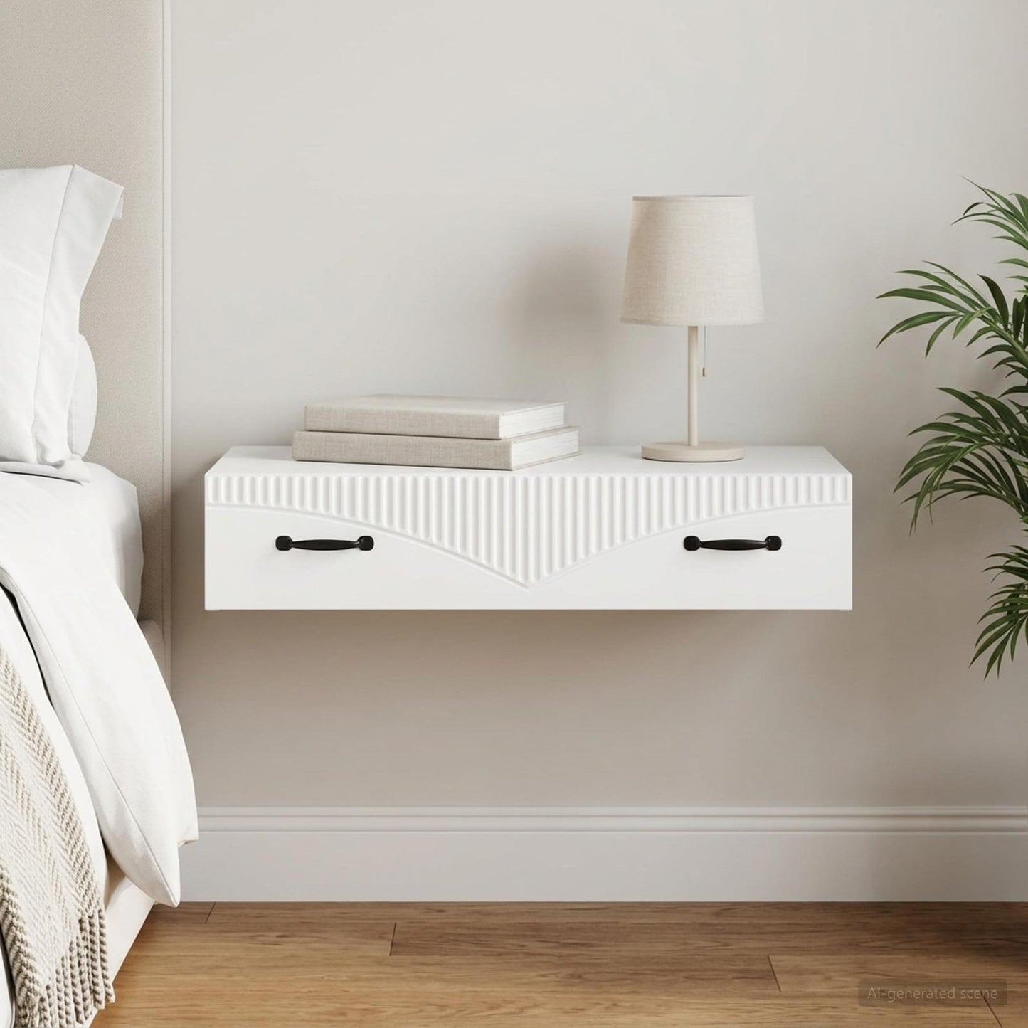 vidaXL Wall-Mounted Side Table Wall-mounted White 87.5 x 34.5 x 17 cm