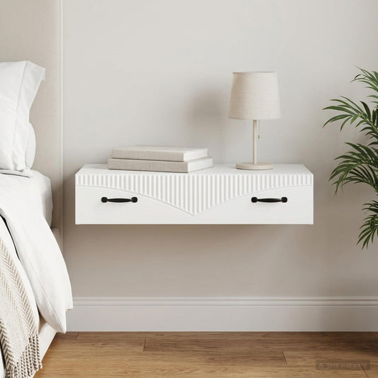 vidaXL Wall-Mounted Side Table Wall-mounted White 87.5 x 34.5 x 17 cm