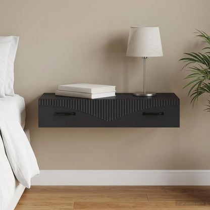 vidaXL Wall-Mounted Side Table Wall-mounted Black 87.5 x 34.5 x 17 cm