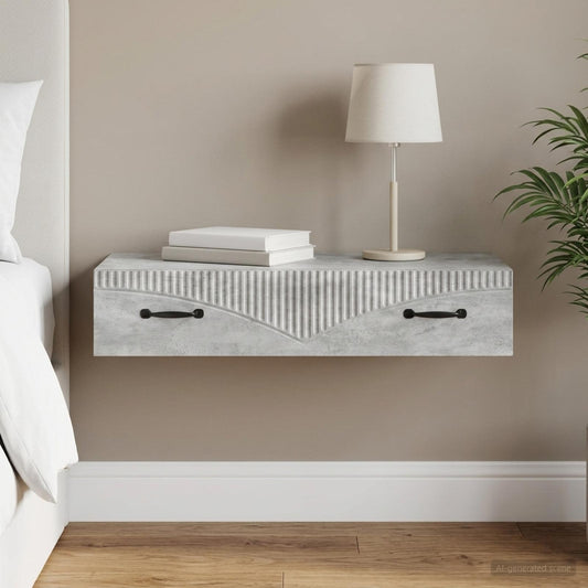 vidaXL Wall-Mounted Side Table Concrete Grey 87.5 x 34.5 x 17 cm