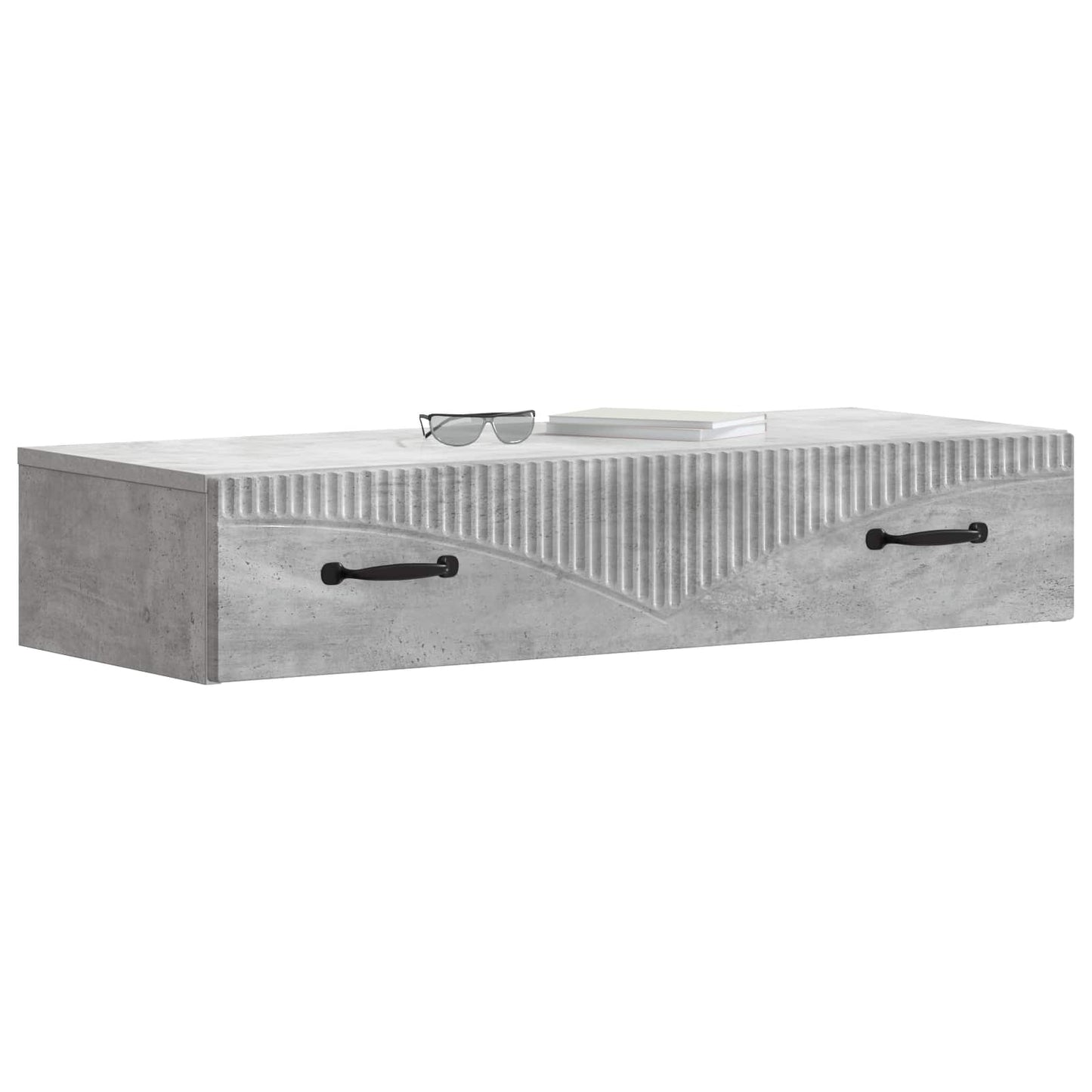 vidaXL Wall-Mounted Side Table Concrete Grey 87.5 x 34.5 x 17 cm