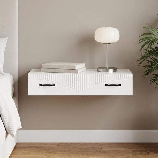 vidaXL Wall-Mounted Side Table High Gloss White 87.5 x 34.5 x 17 cm