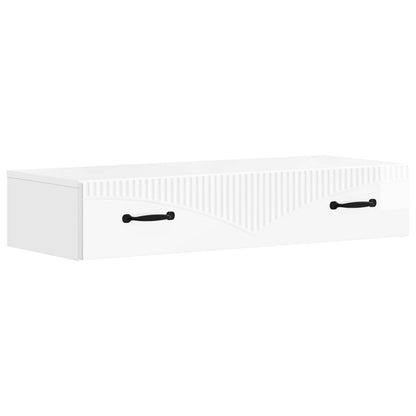 vidaXL Wall-Mounted Side Table High Gloss White 87.5 x 34.5 x 17 cm
