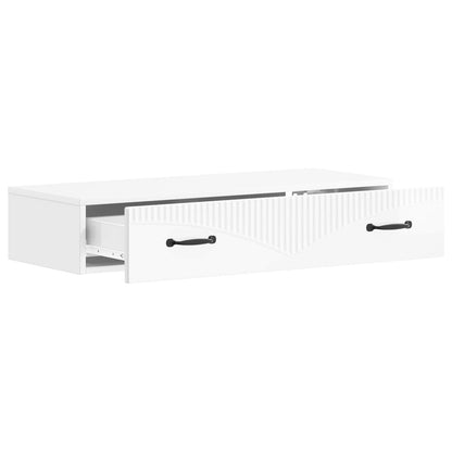 vidaXL Wall-Mounted Side Table High Gloss White 87.5 x 34.5 x 17 cm