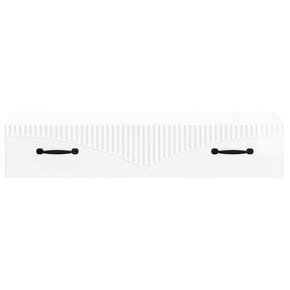 vidaXL Wall-Mounted Side Table High Gloss White 87.5 x 34.5 x 17 cm