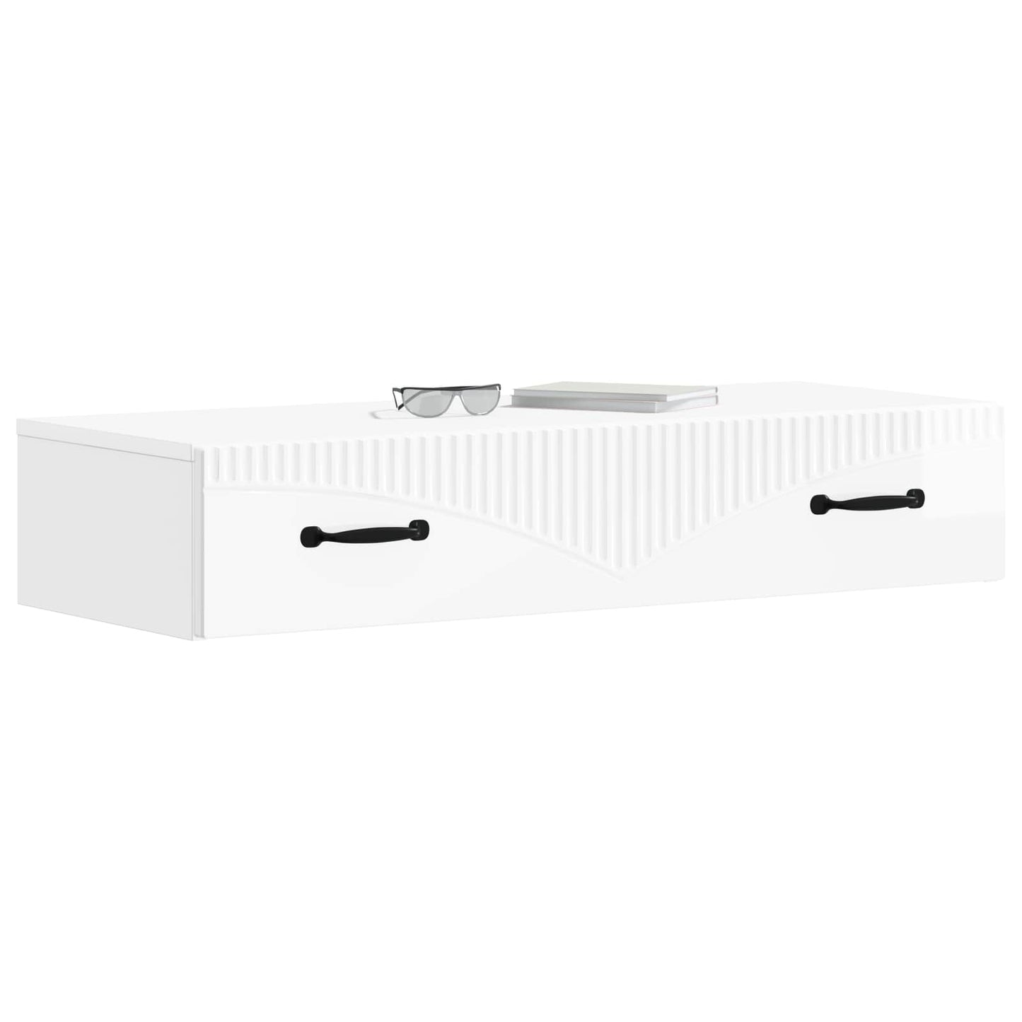 vidaXL Wall-Mounted Side Table High Gloss White 87.5 x 34.5 x 17 cm