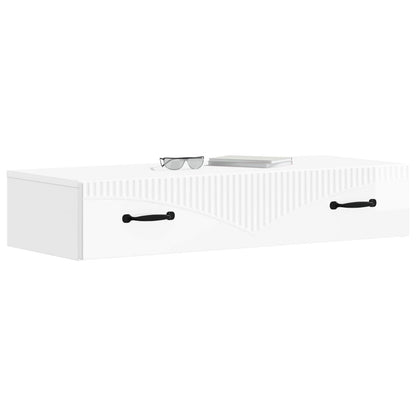 vidaXL Wall-Mounted Side Table High Gloss White 87.5 x 34.5 x 17 cm