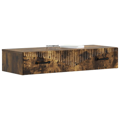 vidaXL Wall-Mounted Side Table Smoked Oak 87.5 x 34.5 x 17 cm