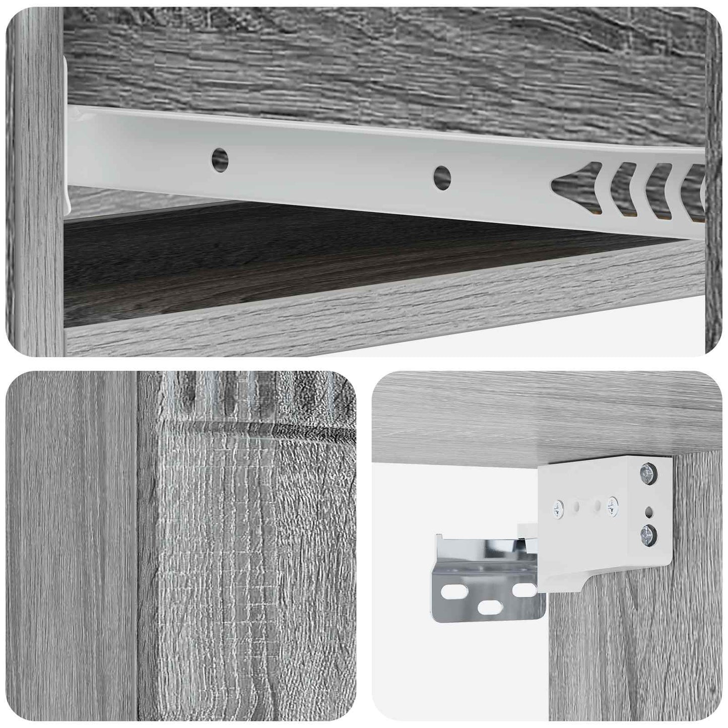 vidaXL Wall-Mounted Side Table Grey Sonoma 87.5 x 34.5 x 17 cm