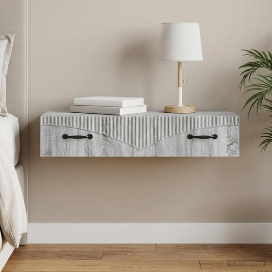 vidaXL Wall-Mounted Side Table Grey Sonoma 87.5 x 34.5 x 17 cm