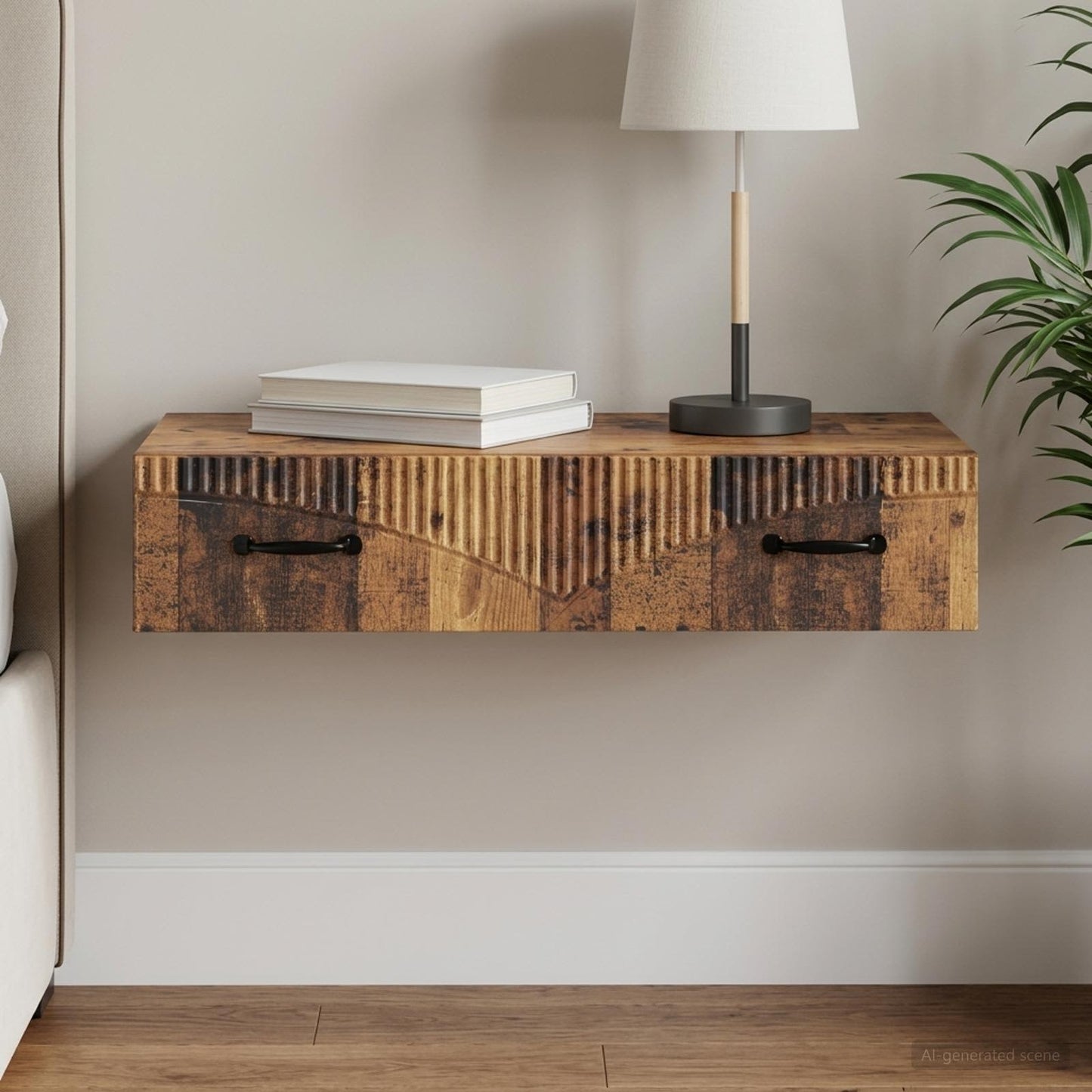 vidaXL Wall-Mounted Side Table Old Wood 87.5 x 34.5 x 17 cm