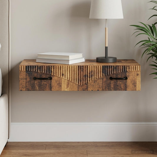 vidaXL Wall-Mounted Side Table Old Wood 87.5 x 34.5 x 17 cm