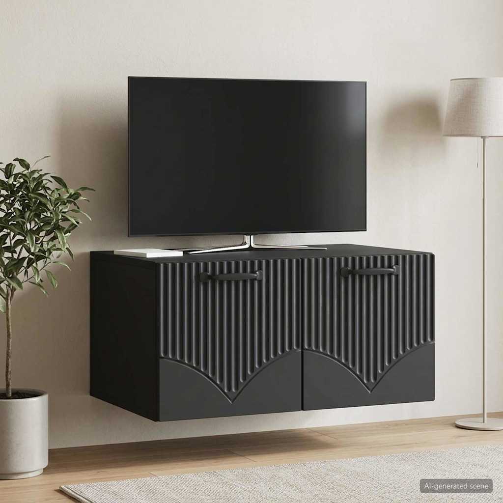 vidaXL Wall-Mounted TV Cabinet Black 59.5 x 41 x 30 cm Engineered Wood