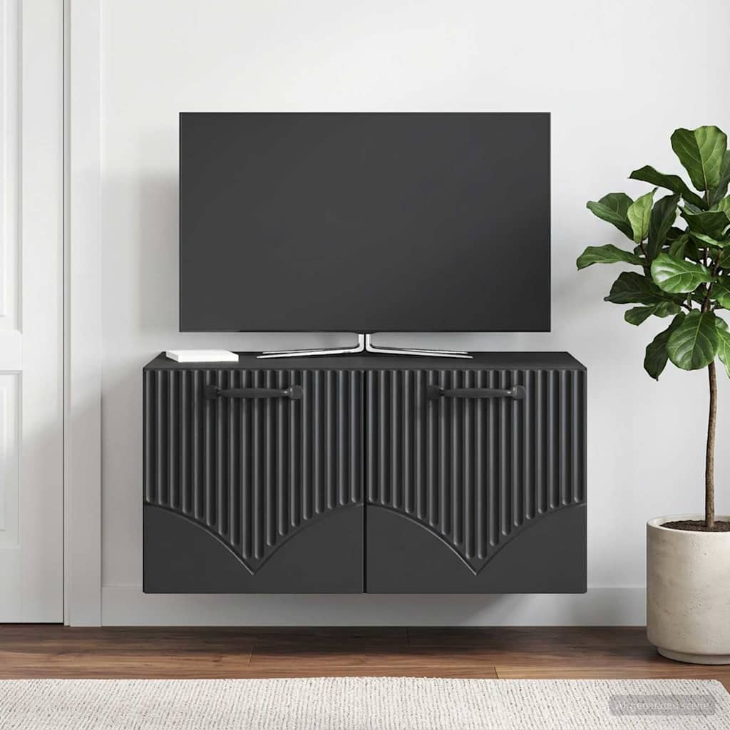 vidaXL Wall-Mounted TV Cabinet Black 59.5 x 41 x 30 cm Engineered Wood