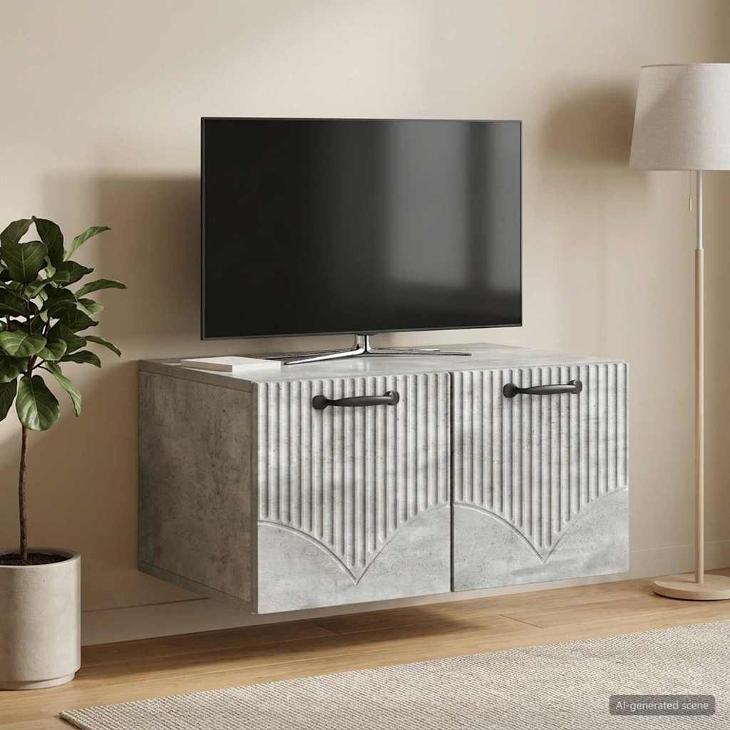 vidaXL Wall-Mounted TV Cabinet Concrete Grey 59.5 x 41 x 30 cm