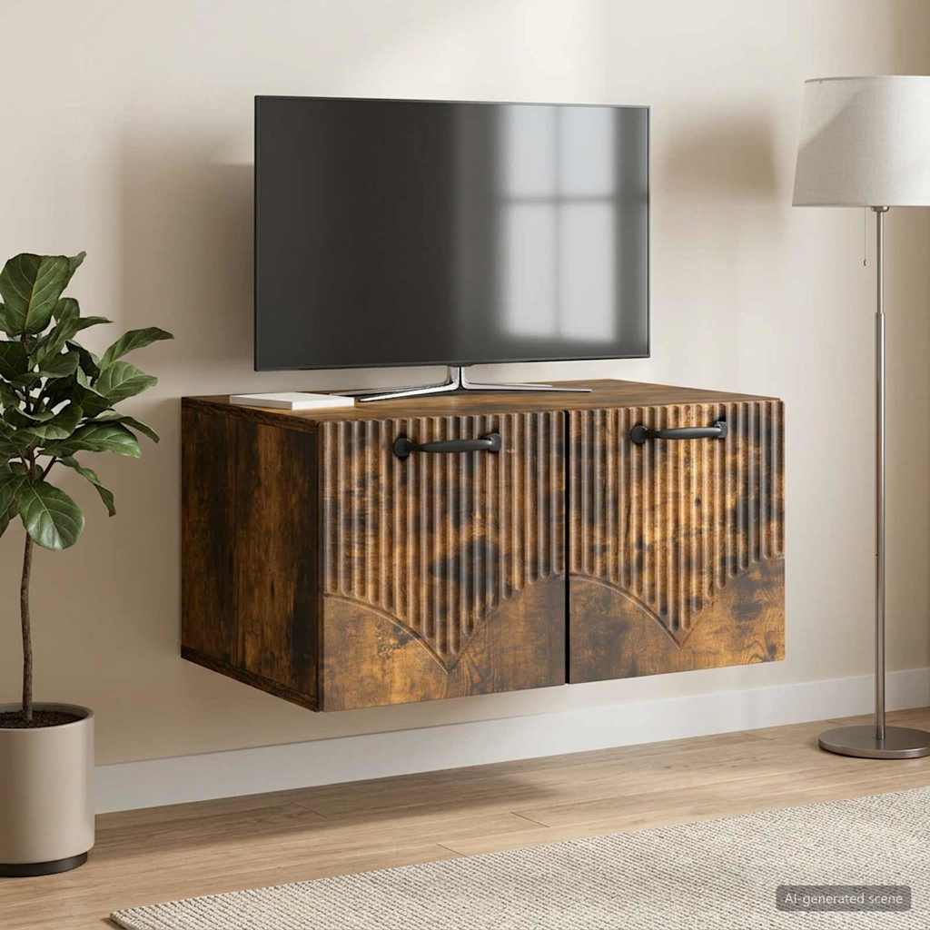 vidaXL Wall-Mounted TV Cabinet Smoked Oak 59.5 x 41 x 30 cm