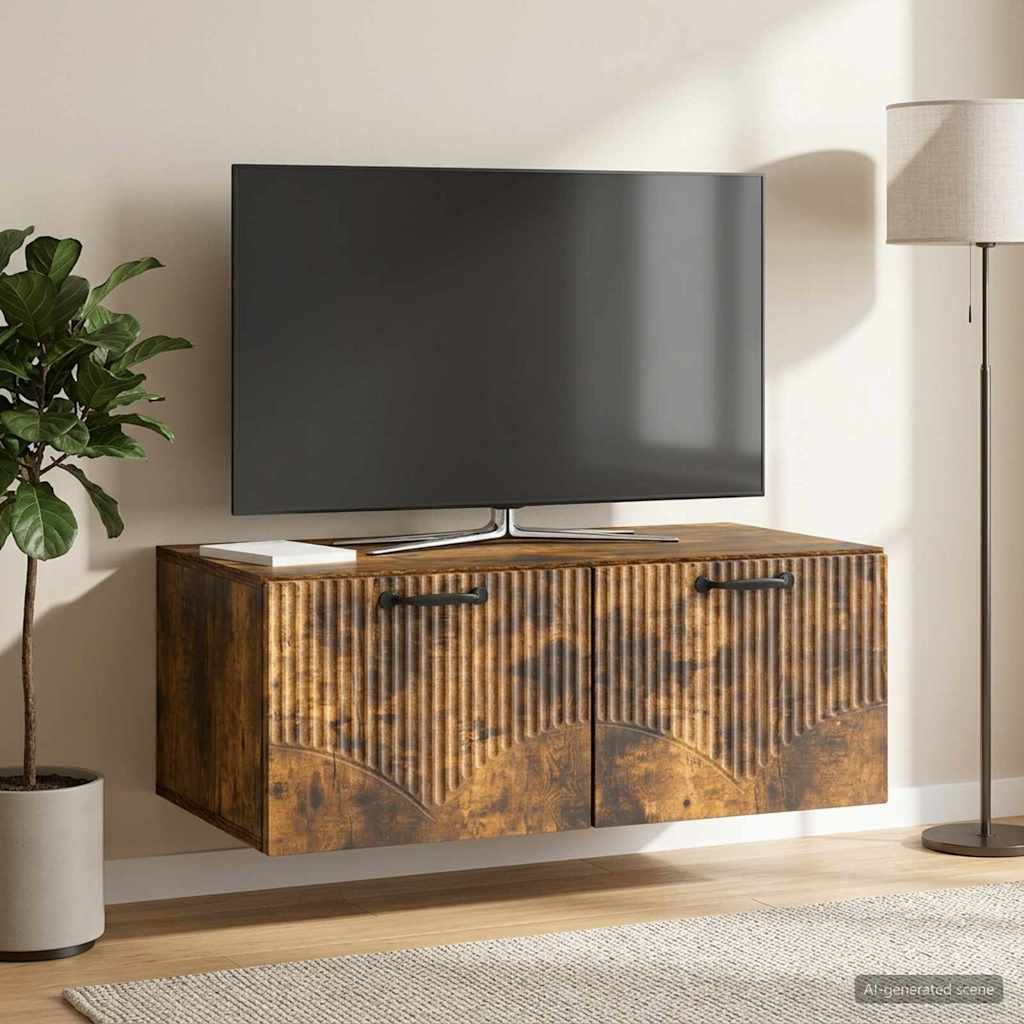 vidaXL Wall-Mounted TV Cabinet Smoked Oak 78.5 x 41 x 30 cm