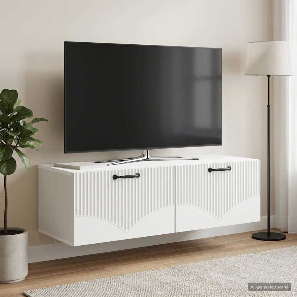 vidaXL Wall-Mounted TV Cabinet White 98 x 41 x 30 cm Engineered Wood