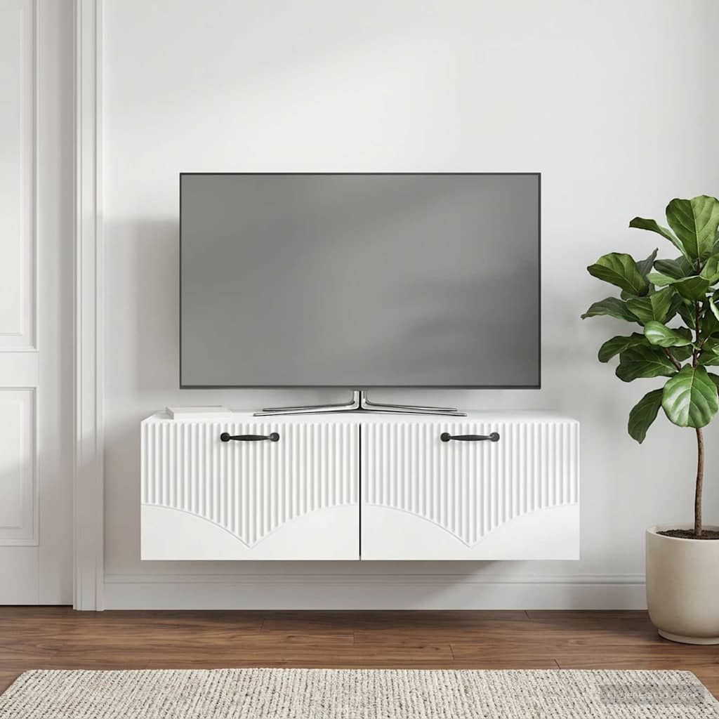 vidaXL Wall-Mounted TV Cabinet White 98 x 41 x 30 cm Engineered Wood