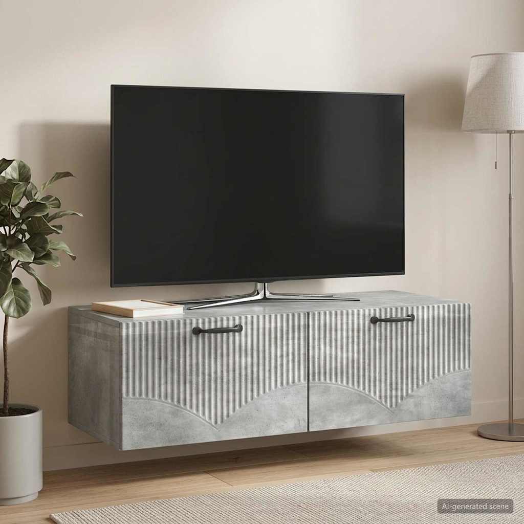 vidaXL Wall-Mounted TV Cabinet Concrete Grey 98 x 41 x 30 cm