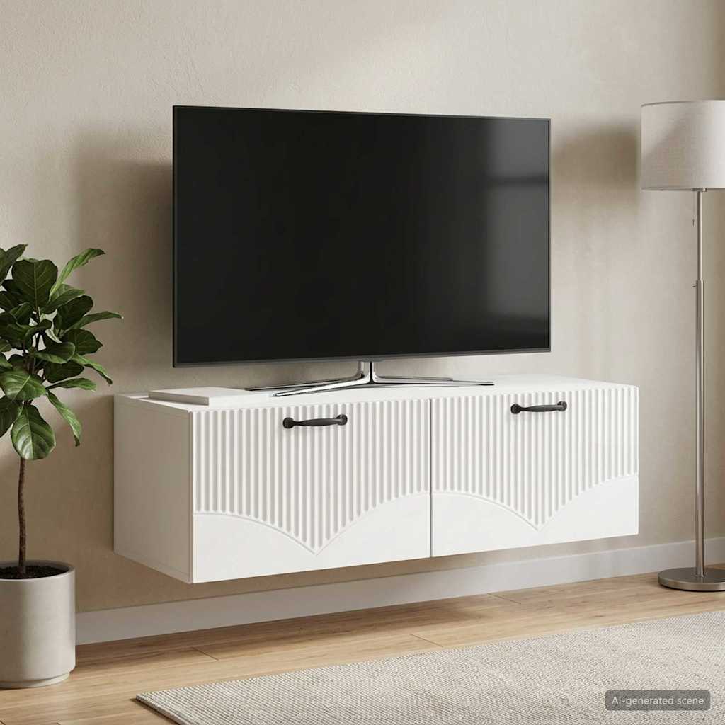 vidaXL Wall-Mounted TV Cabinet High Gloss White 98 x 41 x 30 cm