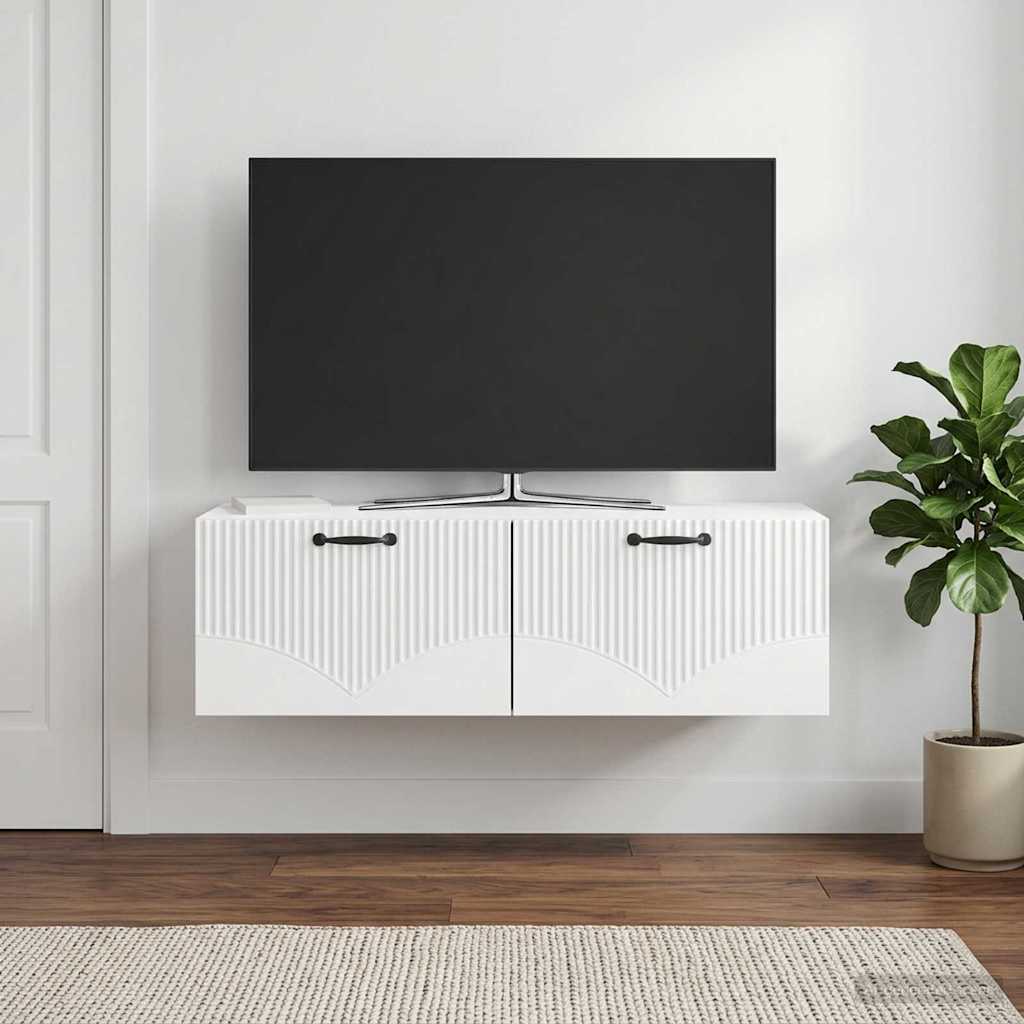 vidaXL Wall-Mounted TV Cabinet High Gloss White 98 x 41 x 30 cm