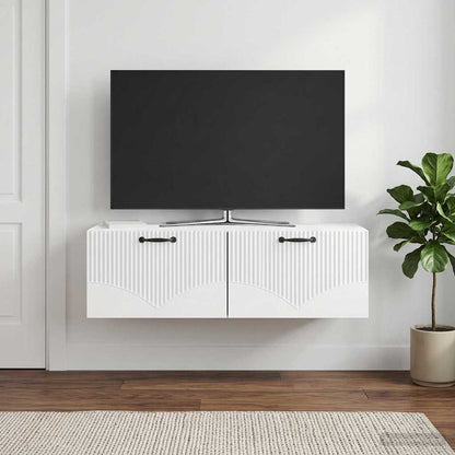 vidaXL Wall-Mounted TV Cabinet High Gloss White 98 x 41 x 30 cm
