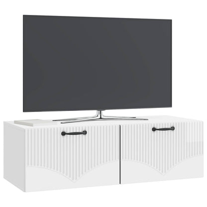 vidaXL Wall-Mounted TV Cabinet High Gloss White 98 x 41 x 30 cm