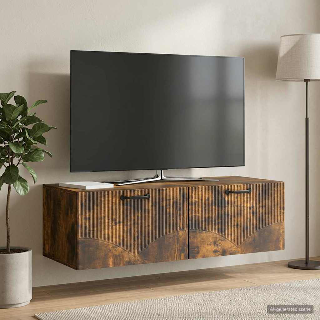 vidaXL Wall-Mounted TV Cabinet Smoked Oak 98 x 41 x 30 cm