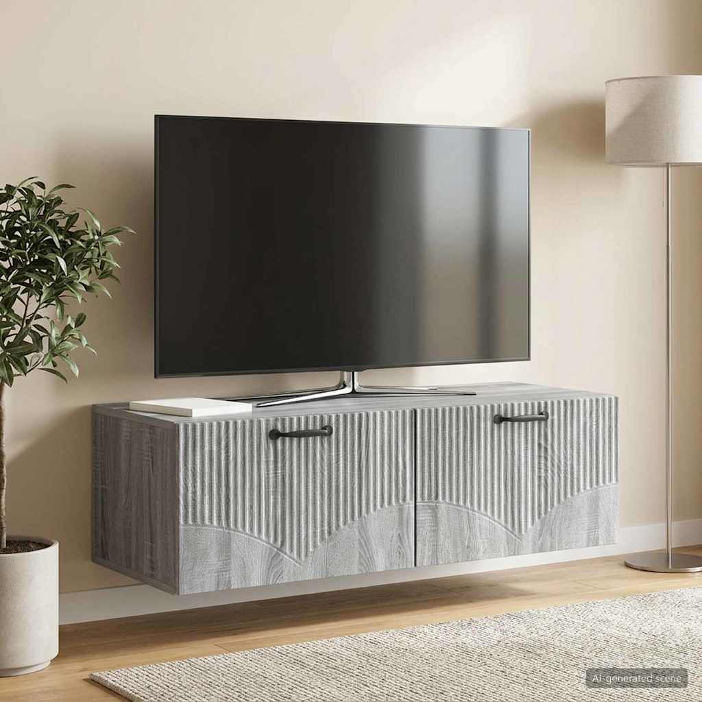 vidaXL Wall-Mounted TV Cabinet Grey Sonoma 98 x 41 x 30 cm