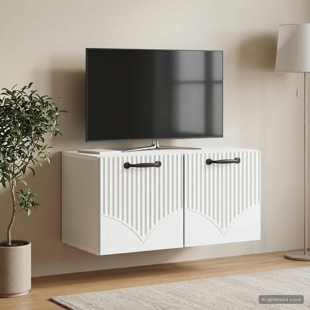 vidaXL Wall-Mounted TV Cabinet White 59.5 x 31 x 30 cm Engineered Wood