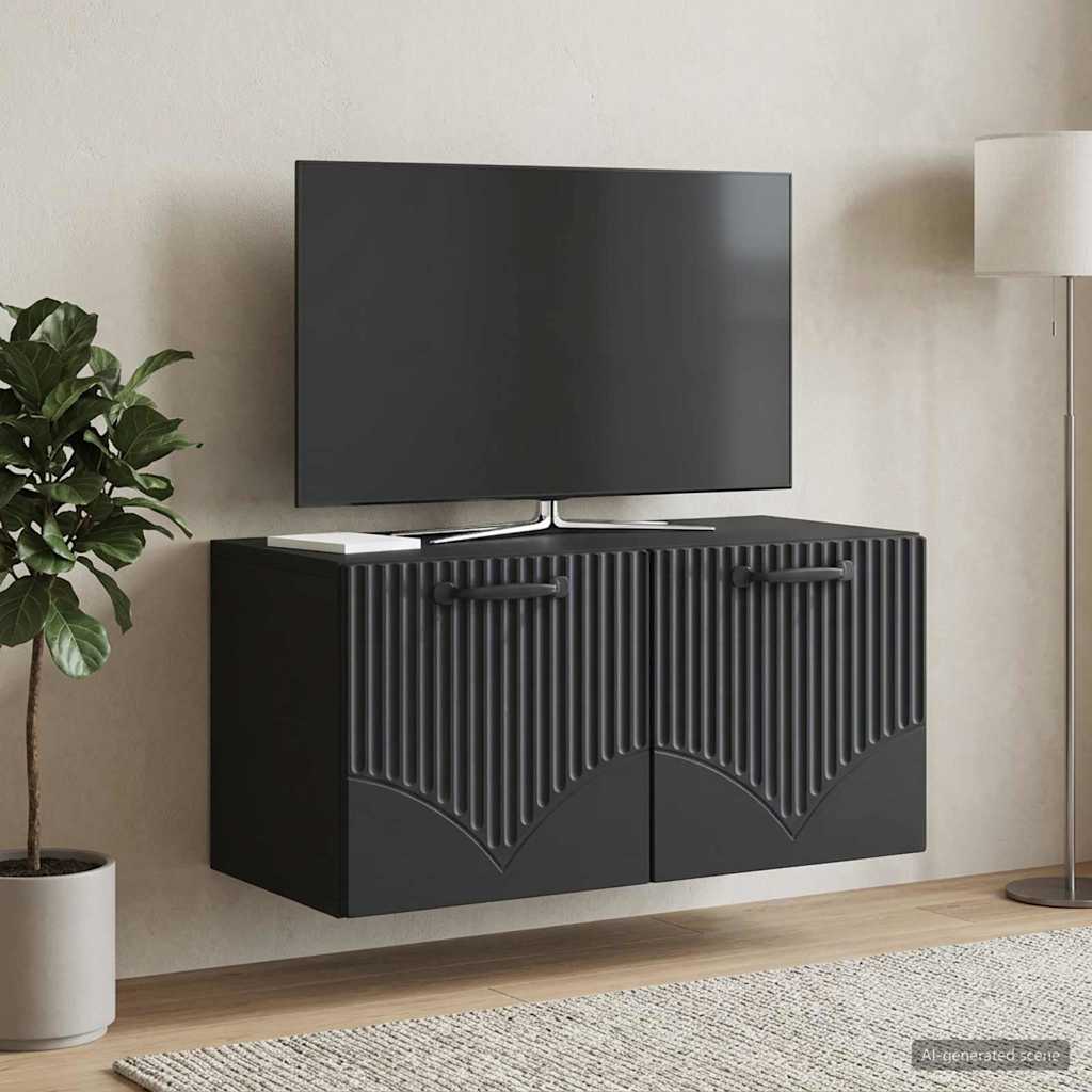 vidaXL Wall-Mounted TV Cabinet Black 59.5 x 31 x 30 cm Engineered Wood