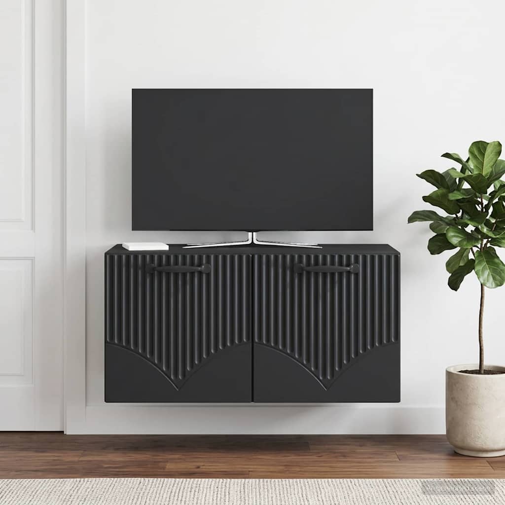 vidaXL Wall-Mounted TV Cabinet Black 59.5 x 31 x 30 cm Engineered Wood