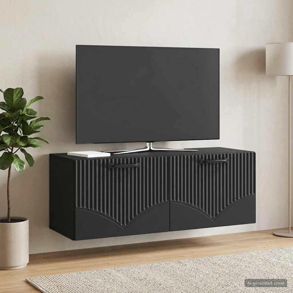 vidaXL Wall-Mounted TV Cabinet Black 78.5 x 31 x 30 cm Engineered Wood