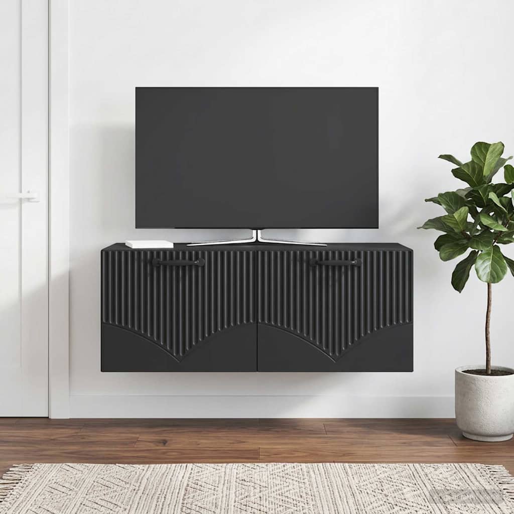 vidaXL Wall-Mounted TV Cabinet Black 78.5 x 31 x 30 cm Engineered Wood