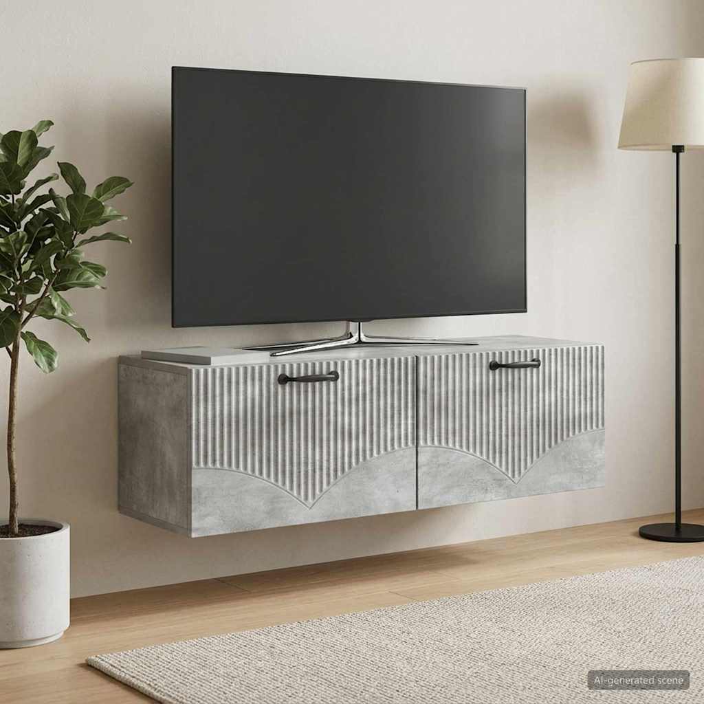 vidaXL Wall-Mounted TV Cabinet Concrete Grey 98 x 31 x 30 cm