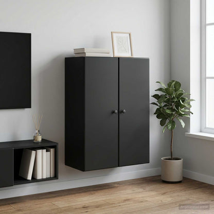 vidaXL Wall-Mounted Cabinet Black 66 x 34.5 x 90 cm Engineered Wood