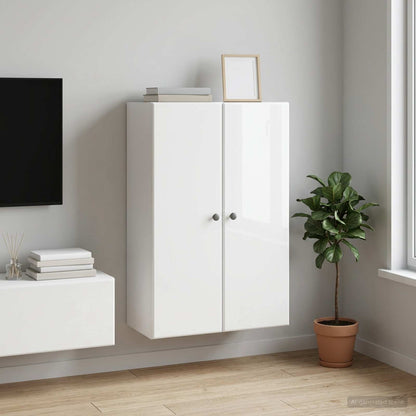 vidaXL Wall-Mounted Cabinet High Gloss White 66 x 34.5 x 90 cm