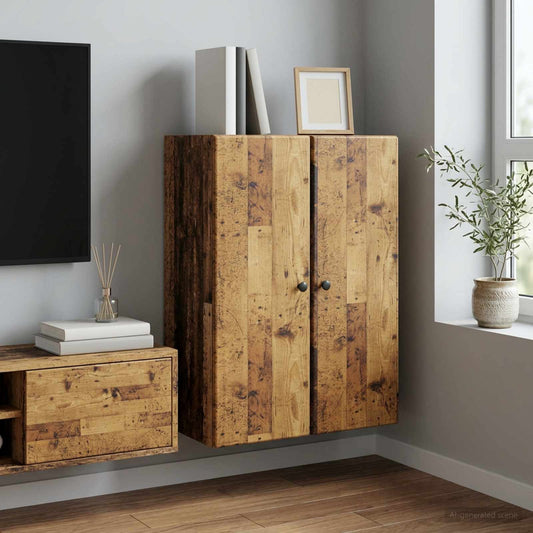 vidaXL Wall-Mounted Cabinet Old Wood 66 x 34.5 x 90 cm Engineered Wood