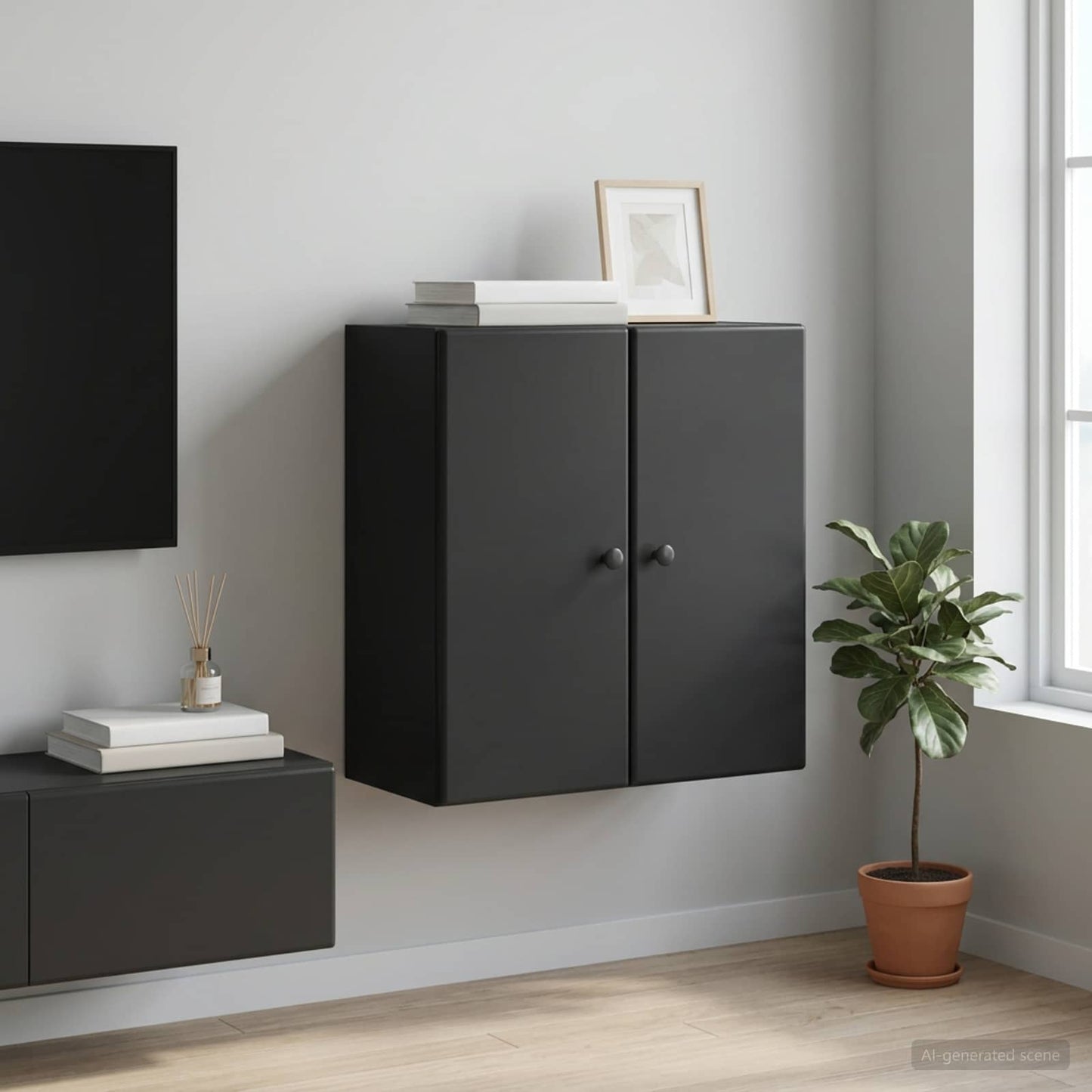 vidaXL Wall-Mounted Cabinet Black 59 x 31 x 60 cm Engineered Wood