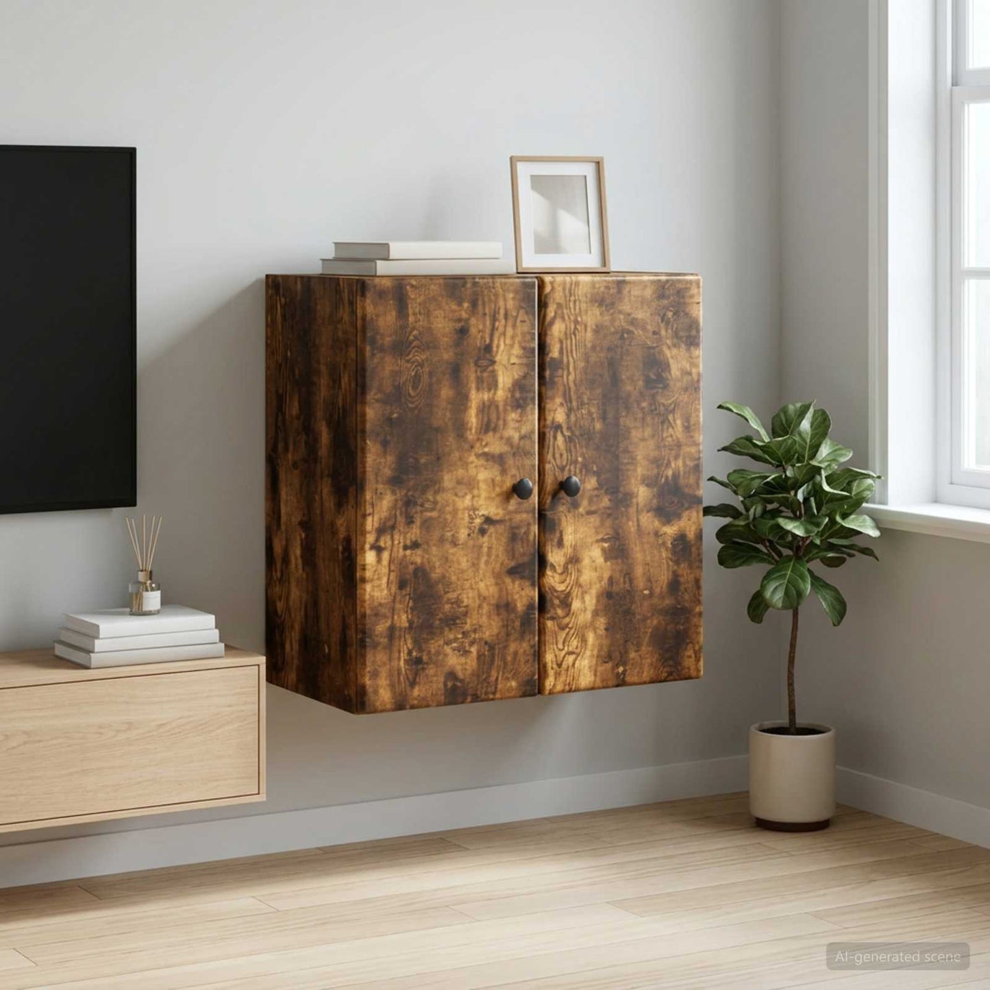 vidaXL Wall-Mounted Cabinet 59 x 31 x 60 cm Engineered Wood Smoked Oak