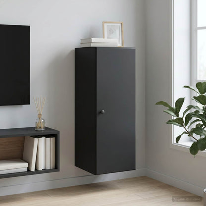 vidaXL Wall-Mounted Cabinet Black 33 x 34.5 x 90 cm Engineered Wood