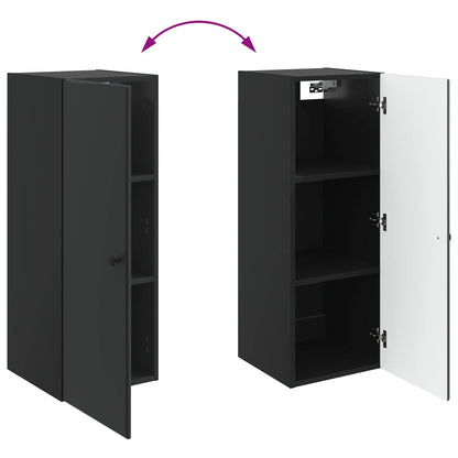 vidaXL Wall-Mounted Cabinet Black 33 x 34.5 x 90 cm Engineered Wood
