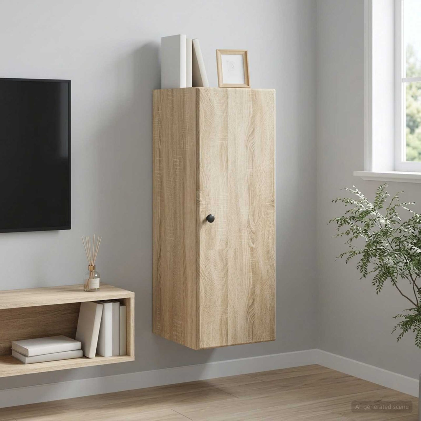 vidaXL Wall-Mounted Cabinet Sonoma Oak 33 x 34.5 x 90 cm