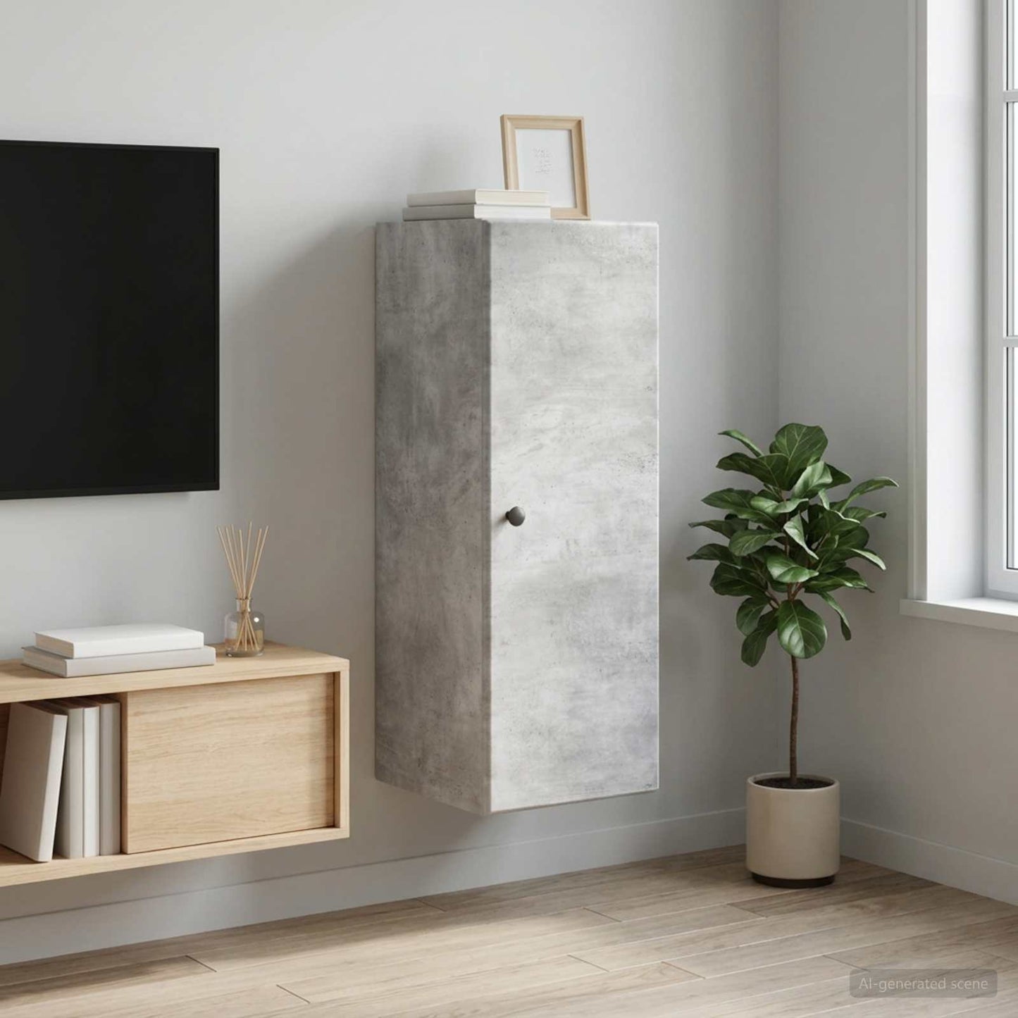 vidaXL Wall-Mounted Cabinet Concrete Grey 33 x 34.5 x 90 cm